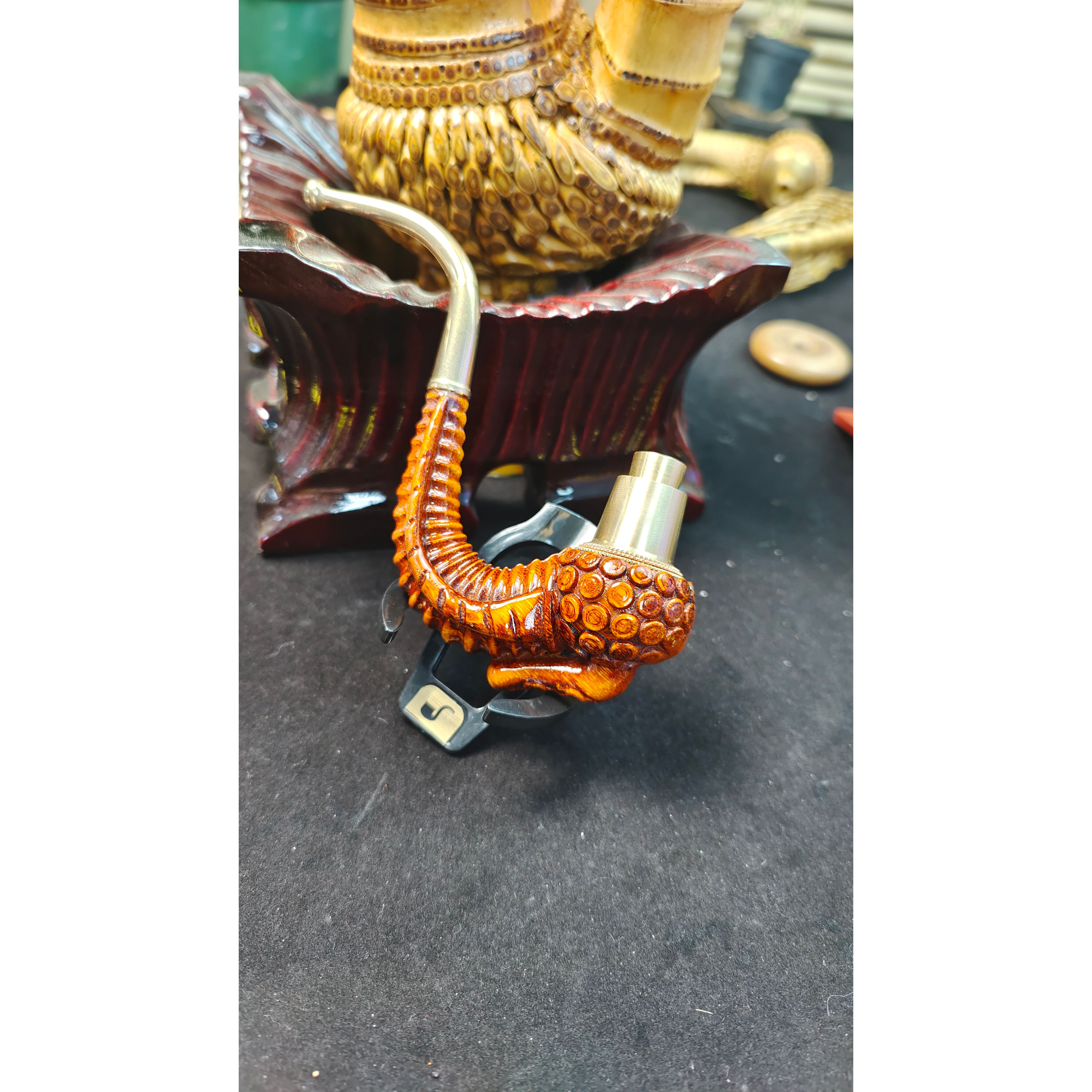 贵州竹子雕刻手把件一弯一体翅膀17公分左右二用火口