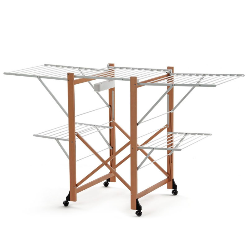 利快意大利进口榉木可移动30M落地晾衣架阳台家用折叠伸缩挂衣架