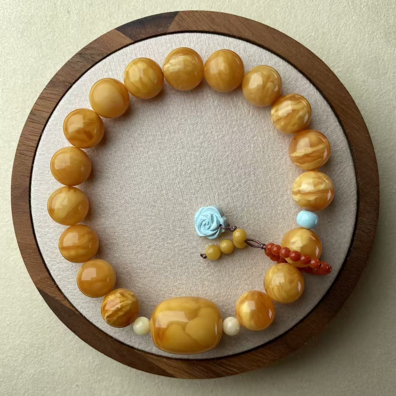 原矿俄料收藏级满蜜满蜡老花蜡单圈蜜蜡手链L099多样性发其一