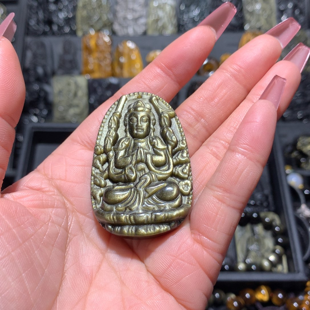 黑曜岩吊坠(赠链)未镶嵌大***～