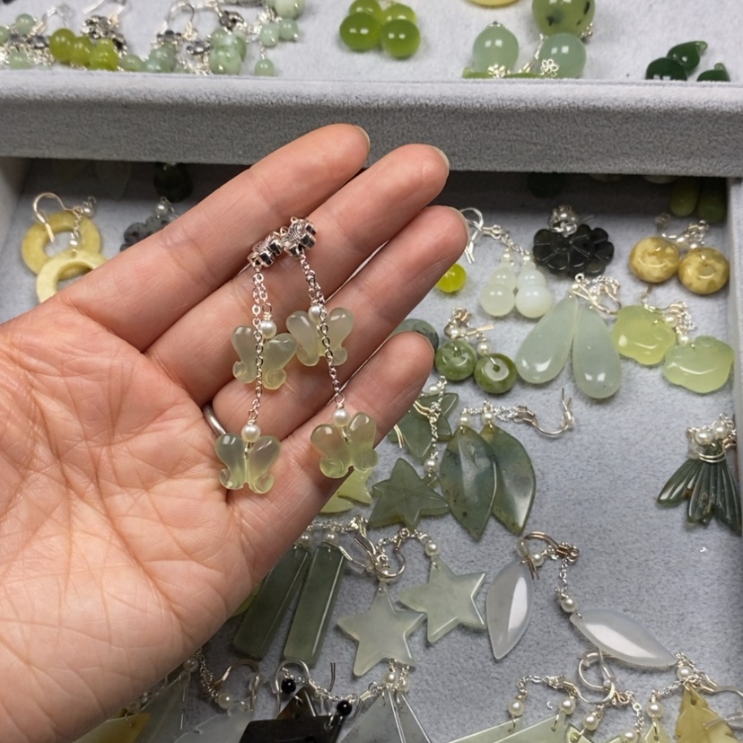 【闪购商品】蛇纹石玉挂件耳饰耳环项链未镶嵌