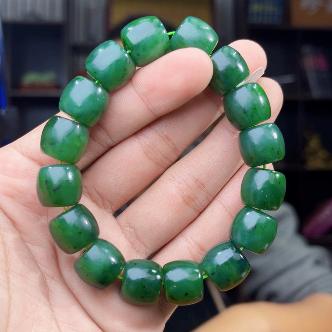 和田玉未镶嵌手串天然和田玉俄罗斯乌兰海碧玉料卡14直切