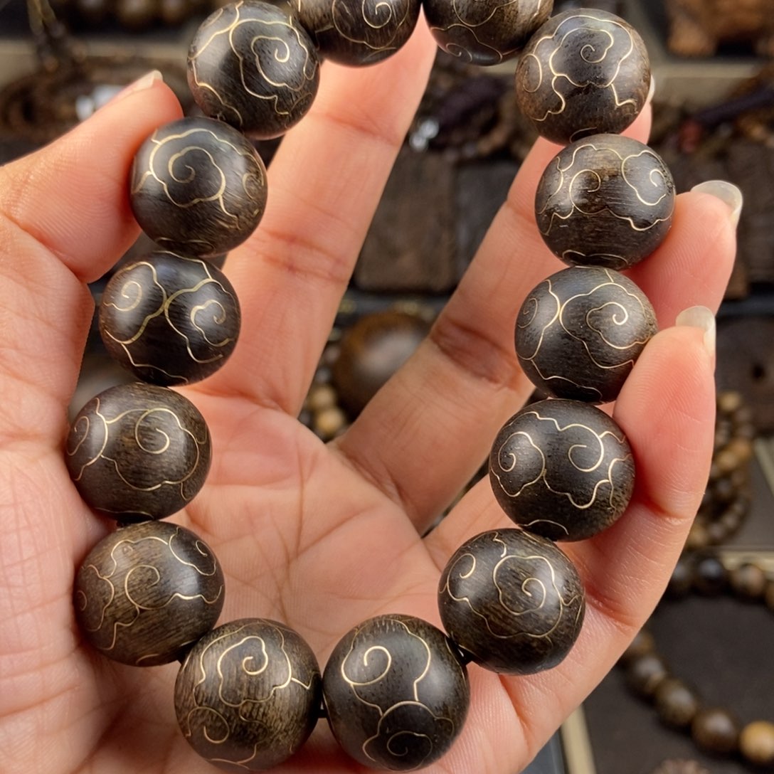 手串沉香木大**8越南芽庄白棋楠