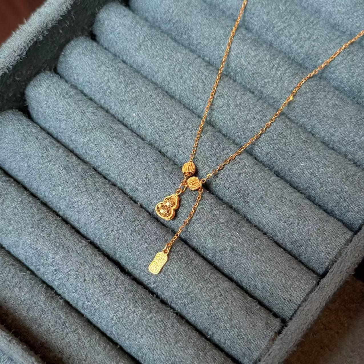足金黄金葫芦项链套链12