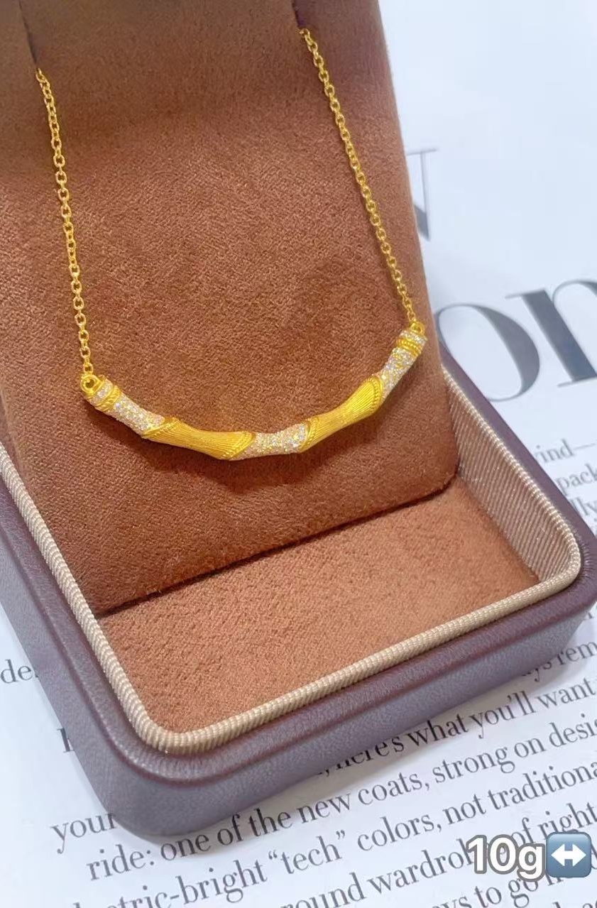 古法金黄金手工錾刻足金999吊坠挂坠项链