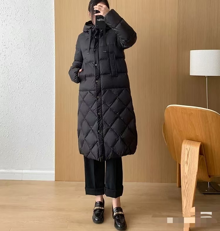 【冬季】百搭时尚菱格长款羽绒服外套