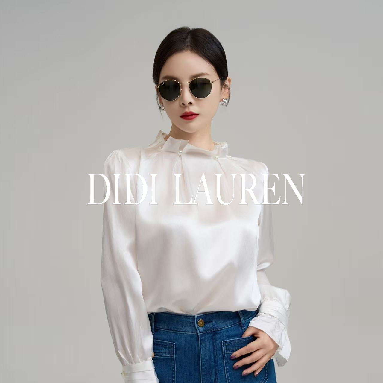 DIDI LAUREN“鎏光”轻奢高级感珠光白色衬衫