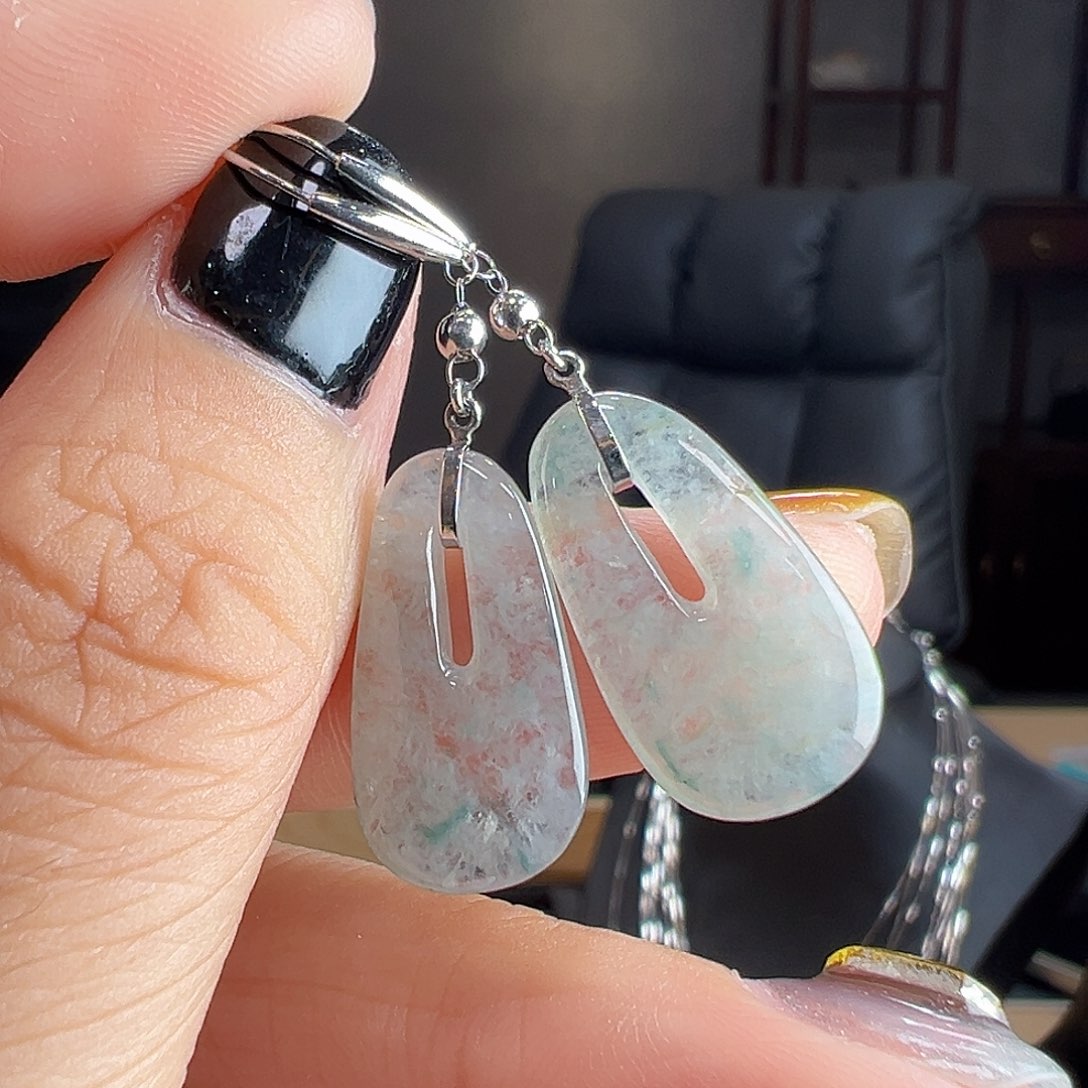 翡翠18K金镶嵌耳饰耳环