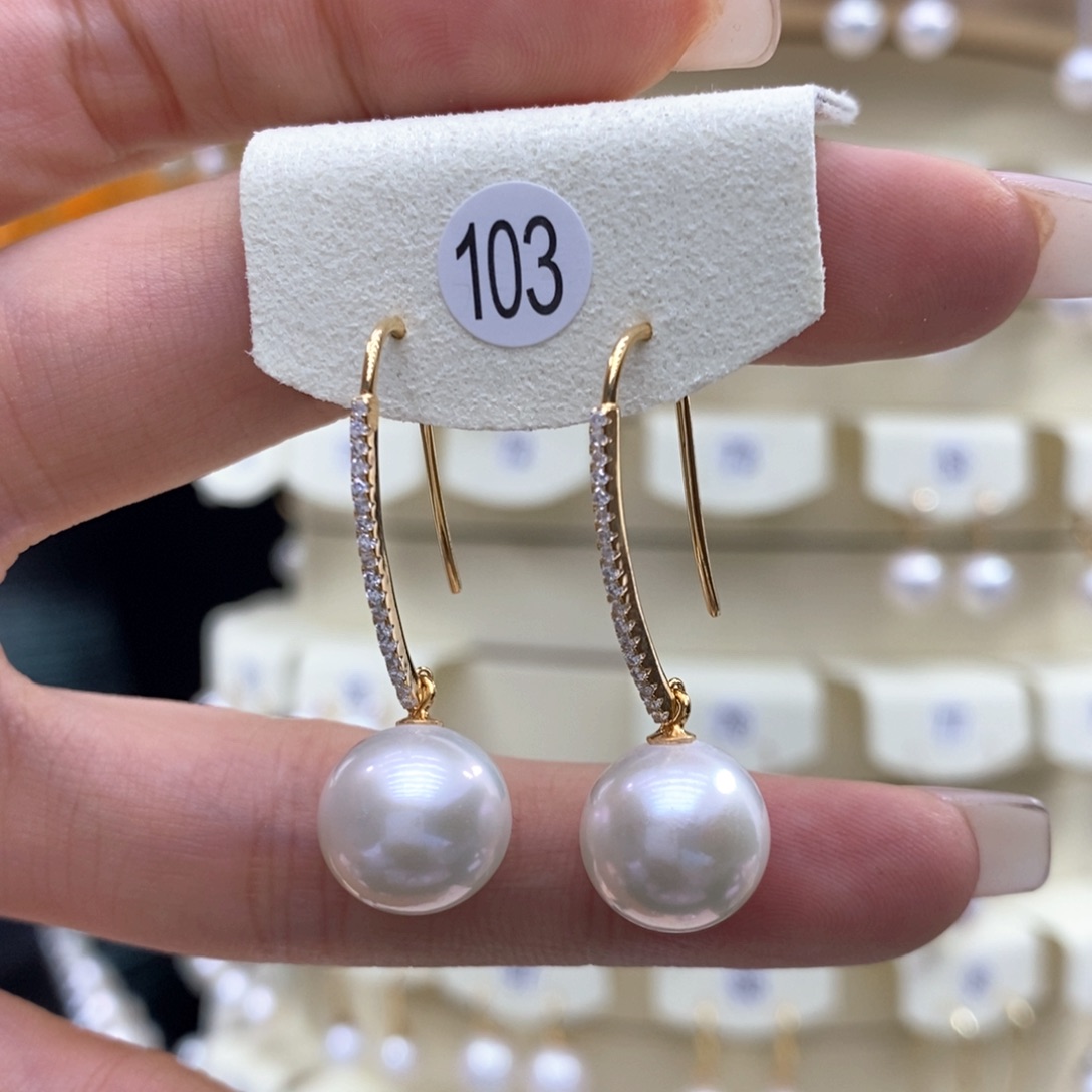 淡水珍珠耳饰银S925镶嵌