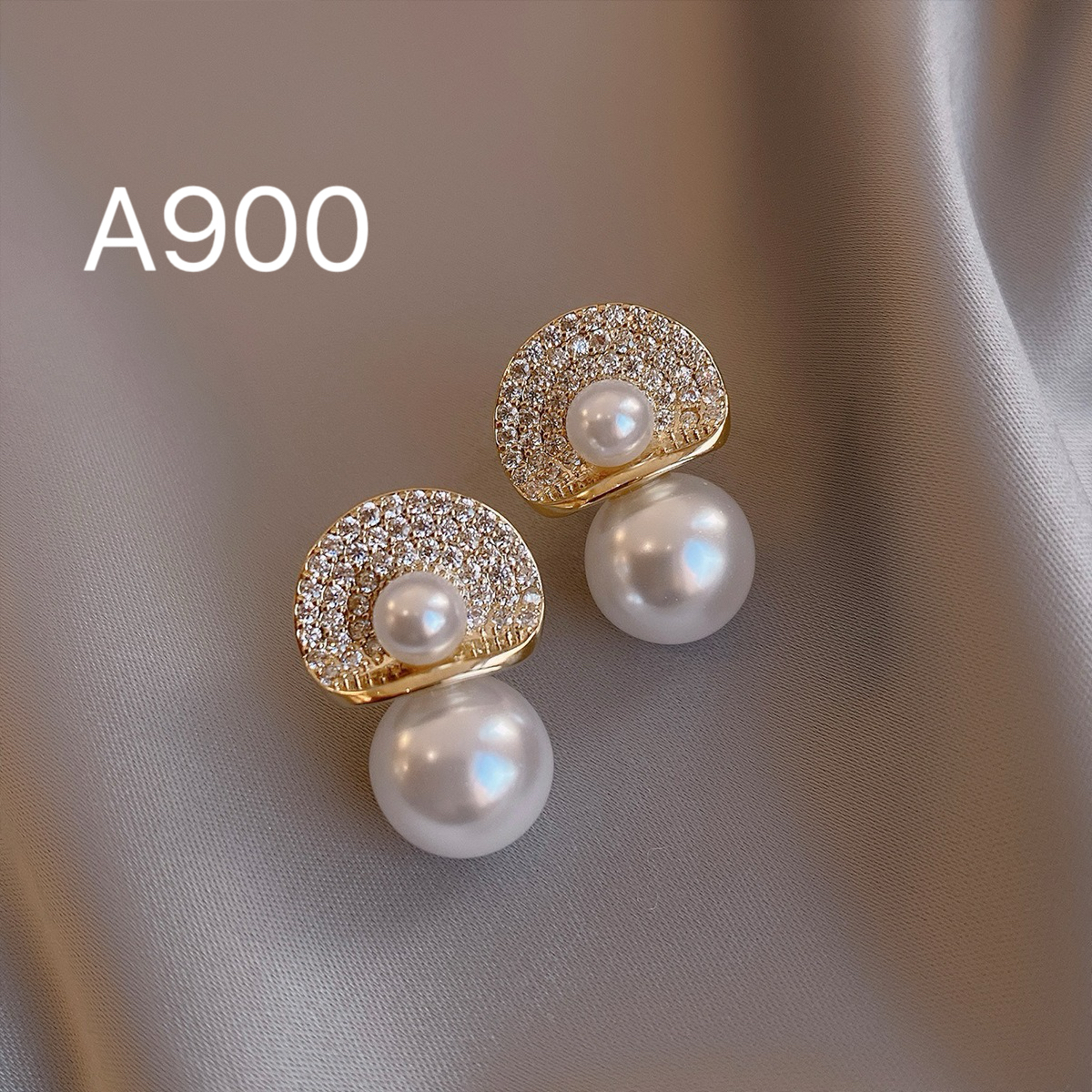 A900珠珠耳钉小众百搭时尚轻奢气质设计感