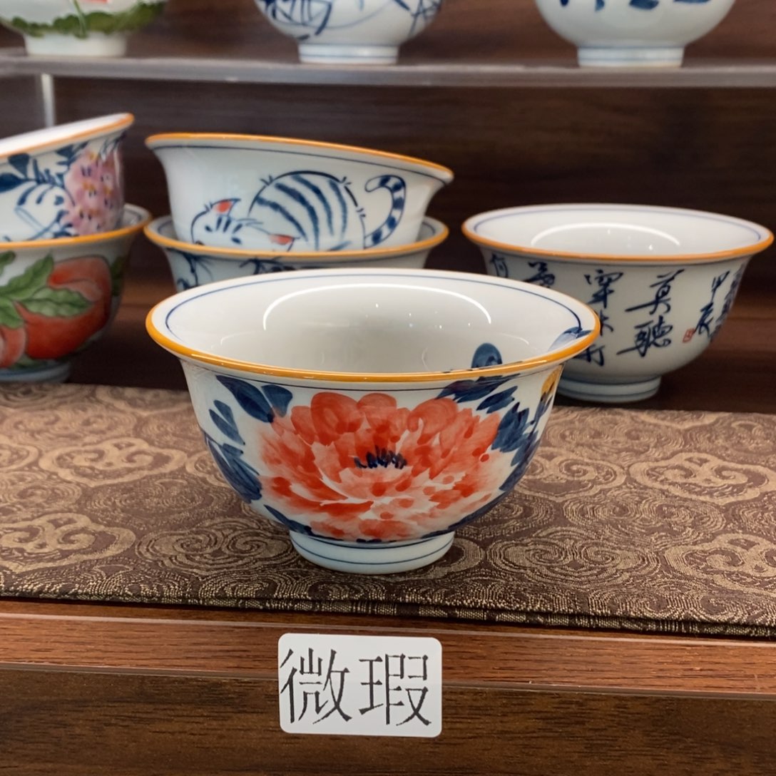 釉下彩老陶泥手工绘制