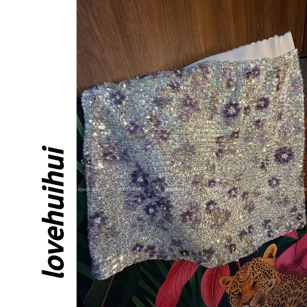 lovehuihui《薰衣草·花海》亮片半身裙