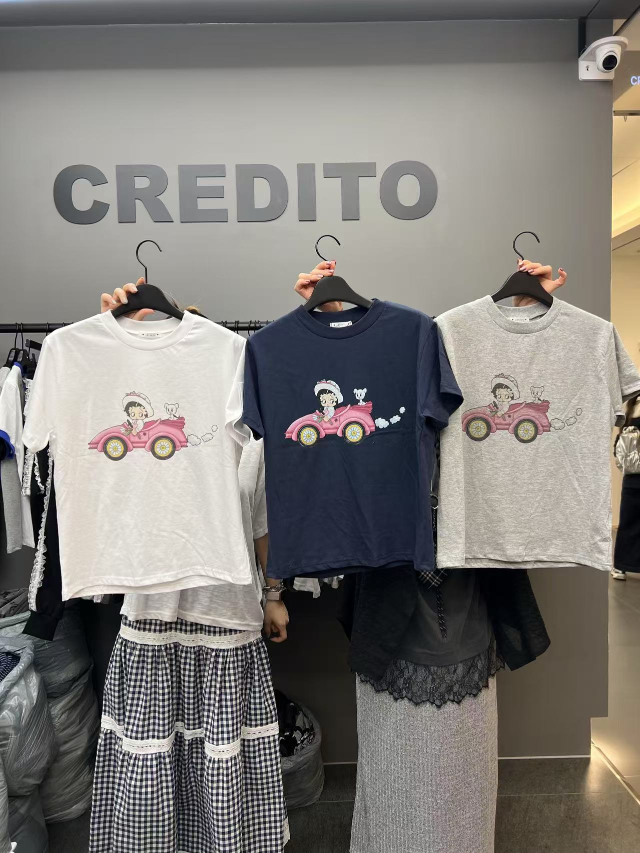 东大门正品-粉色敞篷车T恤（no退no换）