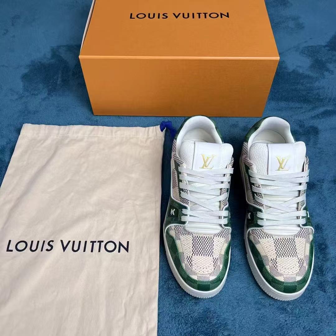 99新 LouisVuitton/路易威登 /葡萄籽奢潮/绿色棋盘格板鞋/38码