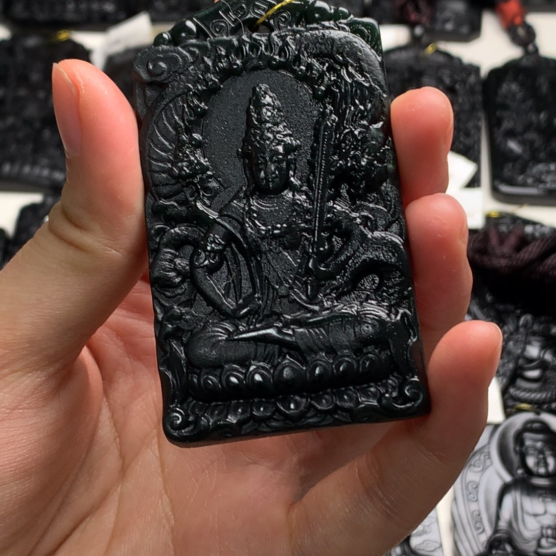 天然缅甸a货钢琴黑挂件