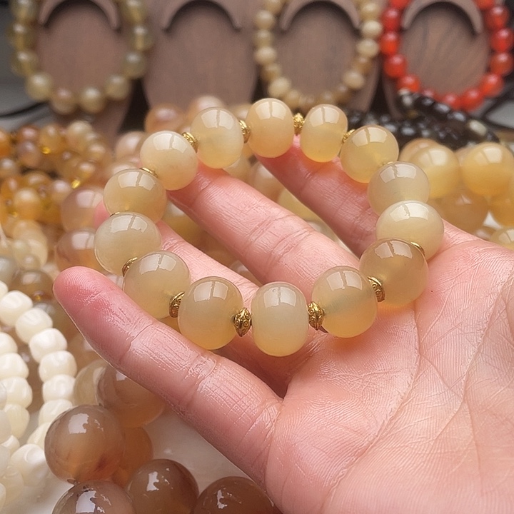 秋***桑珐琅非金属16高密算盘珠手串