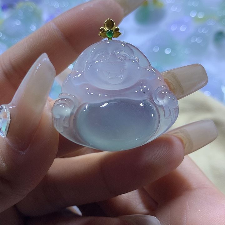 翡翠18K金镶嵌颈饰天然翡翠A货吊坠