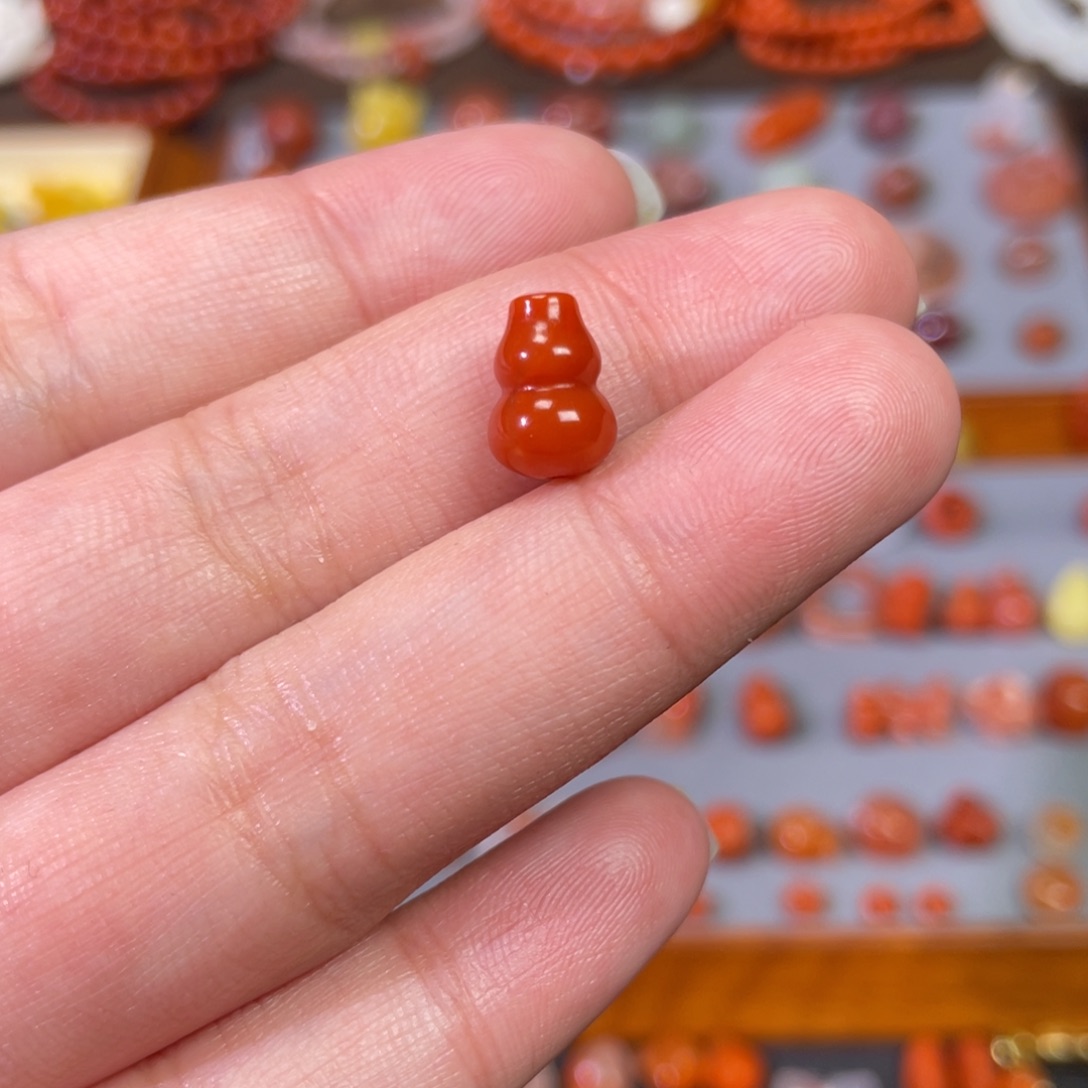 南红玛瑙未镶嵌葫芦满肉柿子红卡7.2