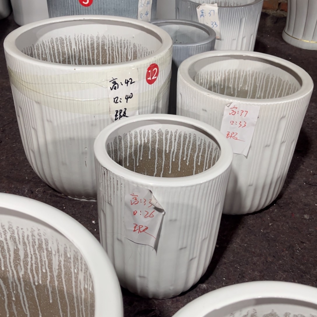 白色音符一套三个花盆