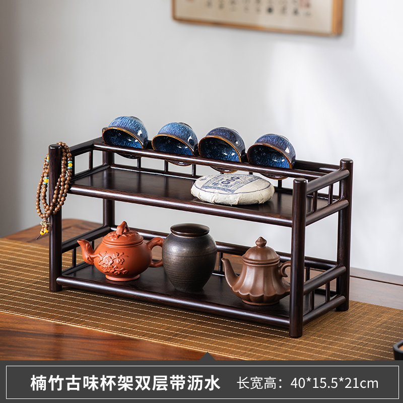 微瑕工厂尾货桌面博古架 介意勿拍NO退NO换 40双层带沥水紫檀色