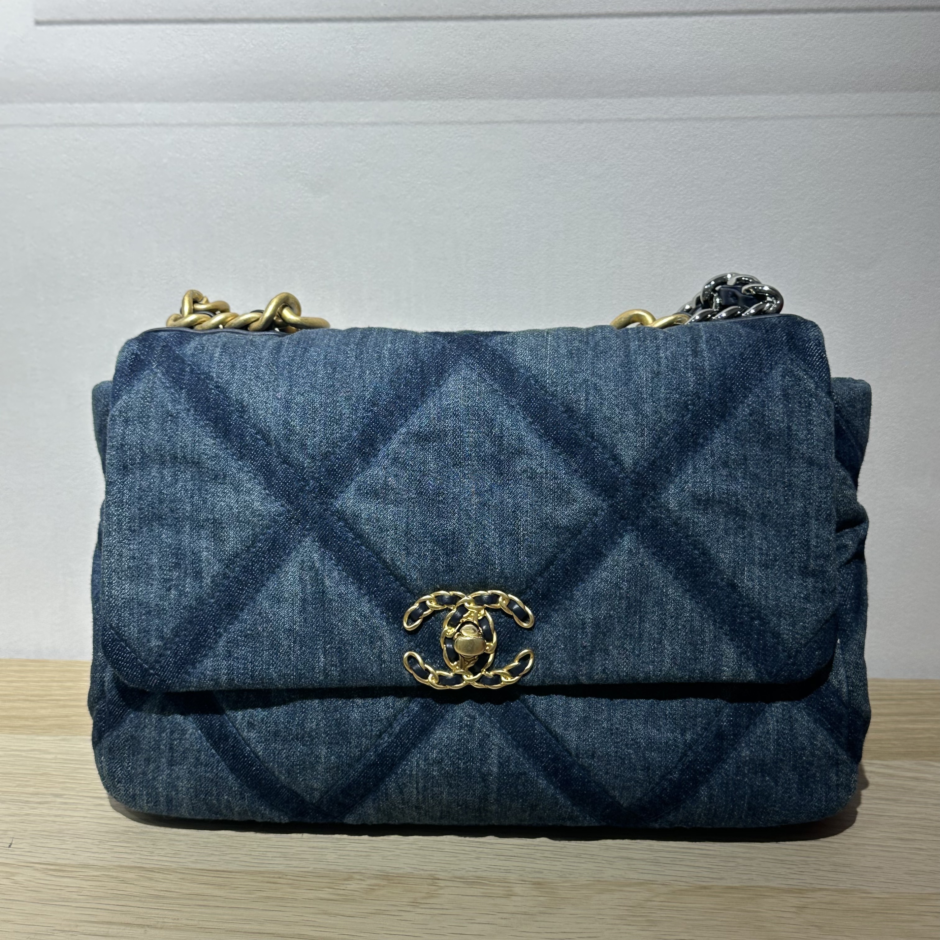 99新 Chanel/香奈儿 香奈儿19bag单肩包牛仔丹宁芯片开