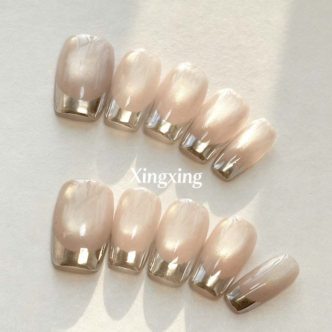 批量合集链接~轻奢纯手工穿戴甲玻璃珠猫光闪猫眼法式美甲