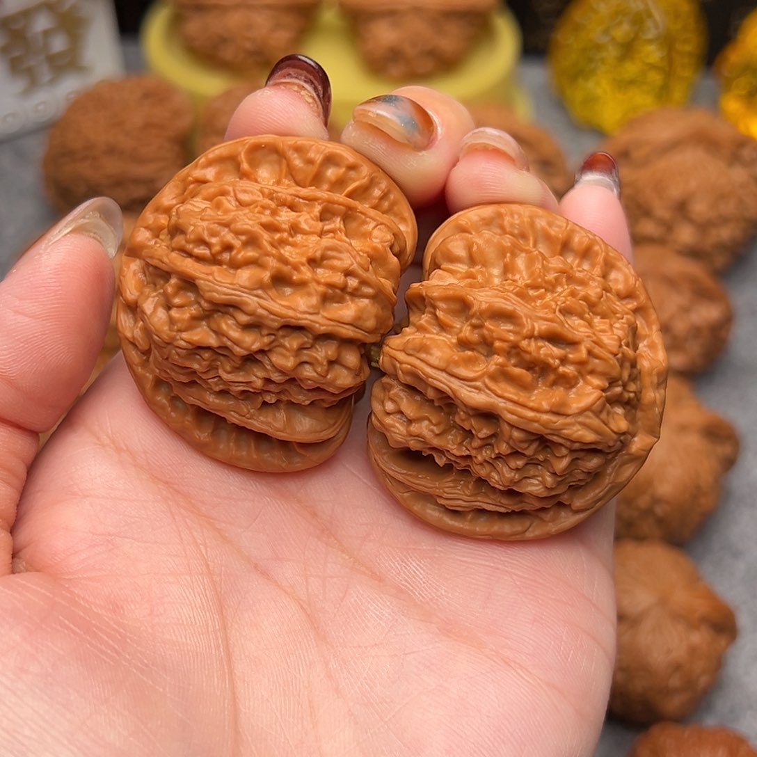 把件文玩核桃毕业精品精配三角白43尺寸