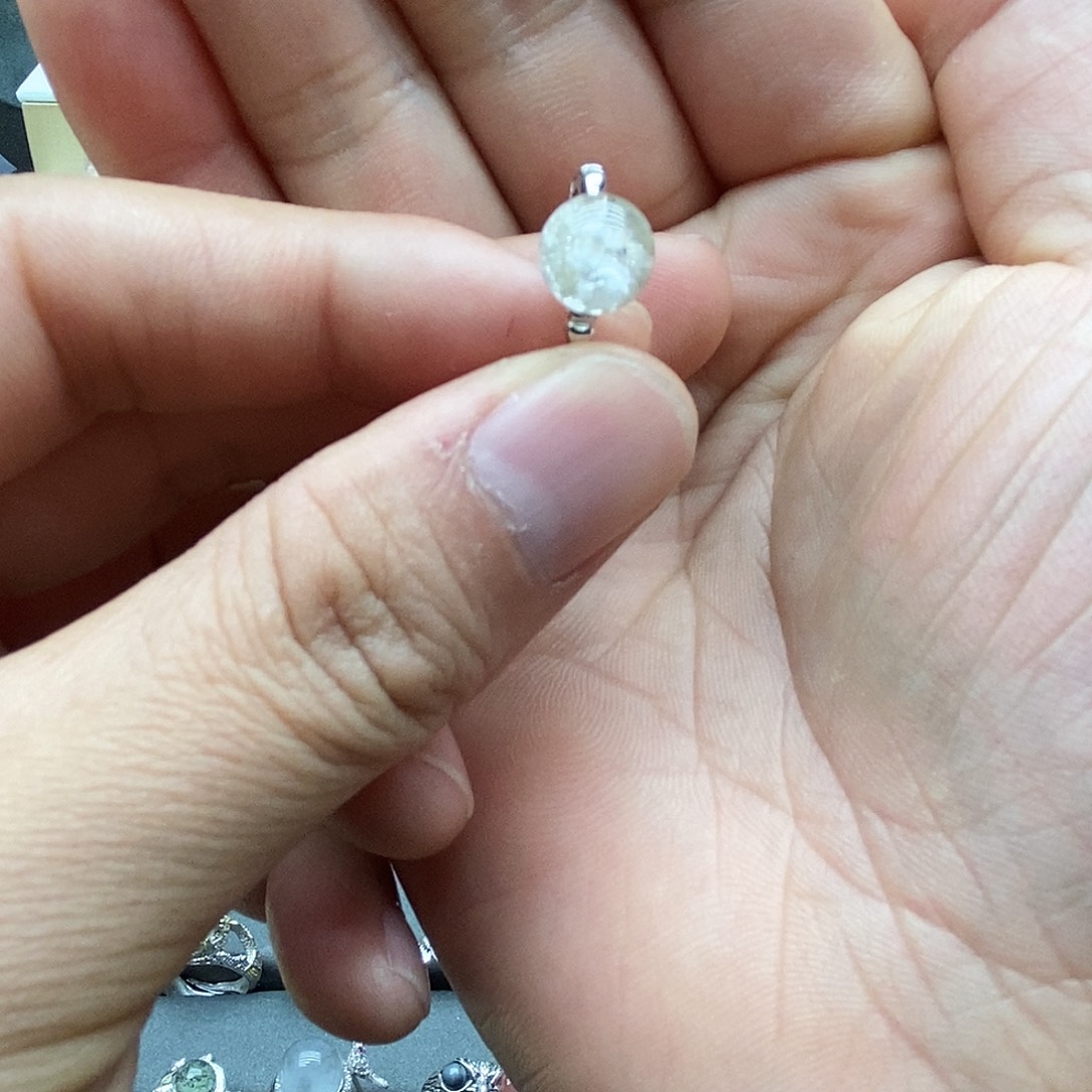 k***y银S925镶嵌戒指水晶天然水晶戒指