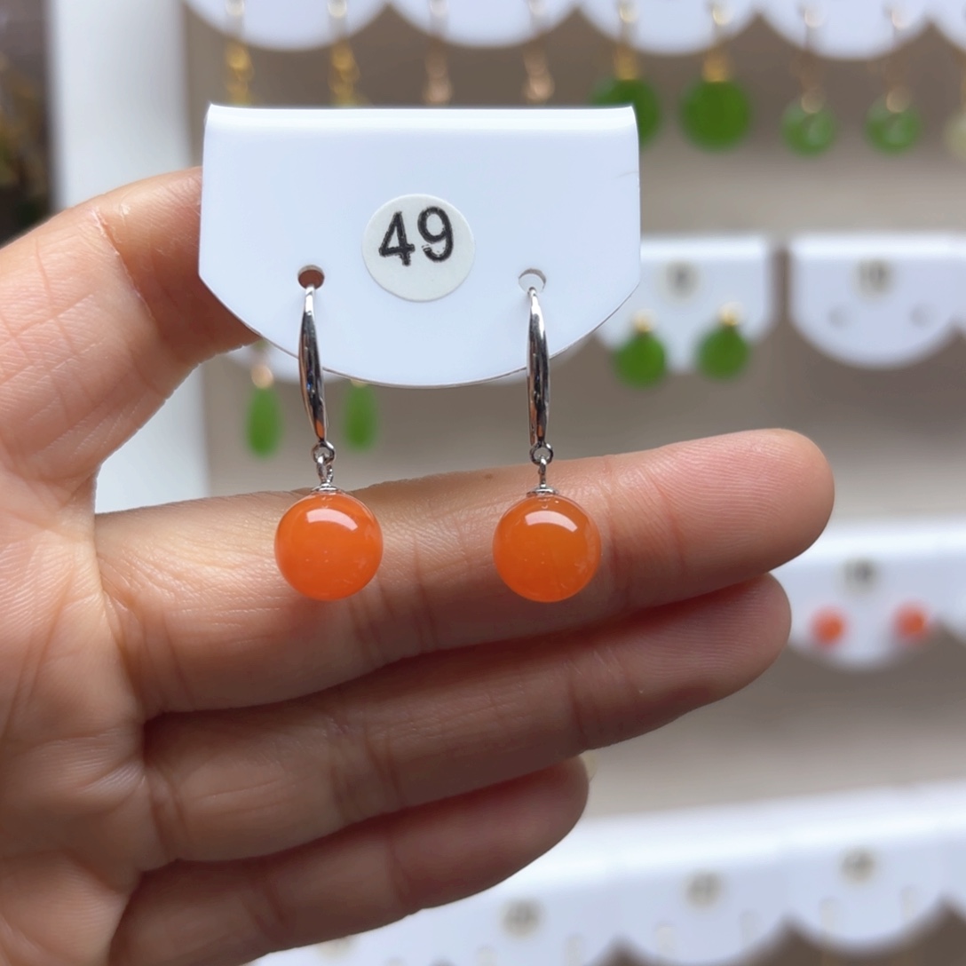 南红玛瑙耳饰银S925镶嵌