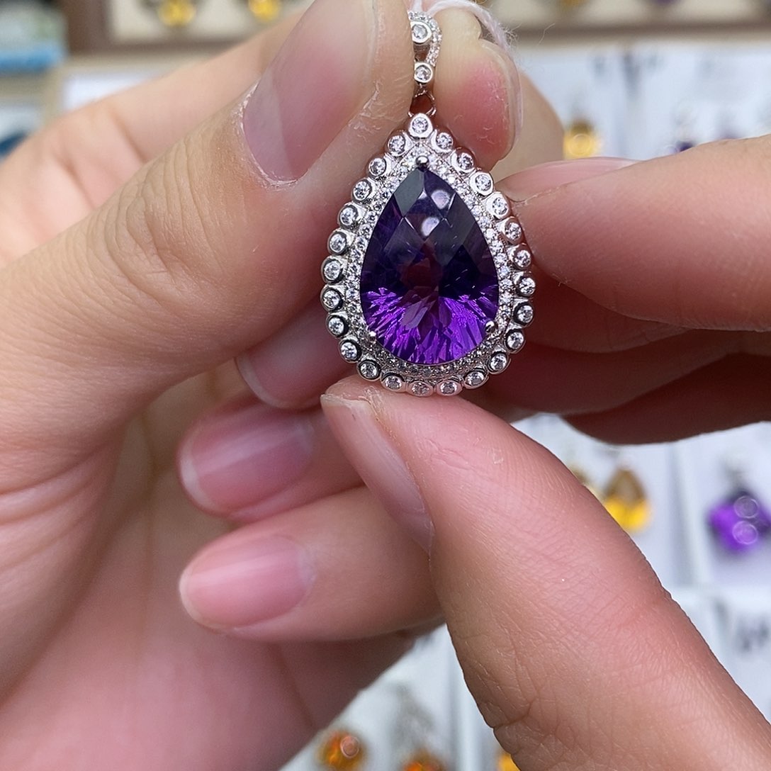 紫晶纯天然无优化紫水晶Q银S925镶嵌H****s