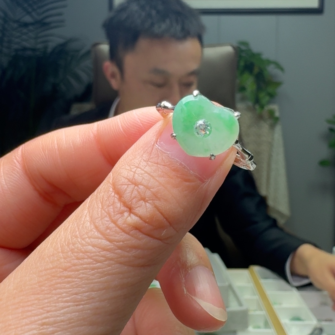 翡翠银S925镶嵌戒指多样性发货其一