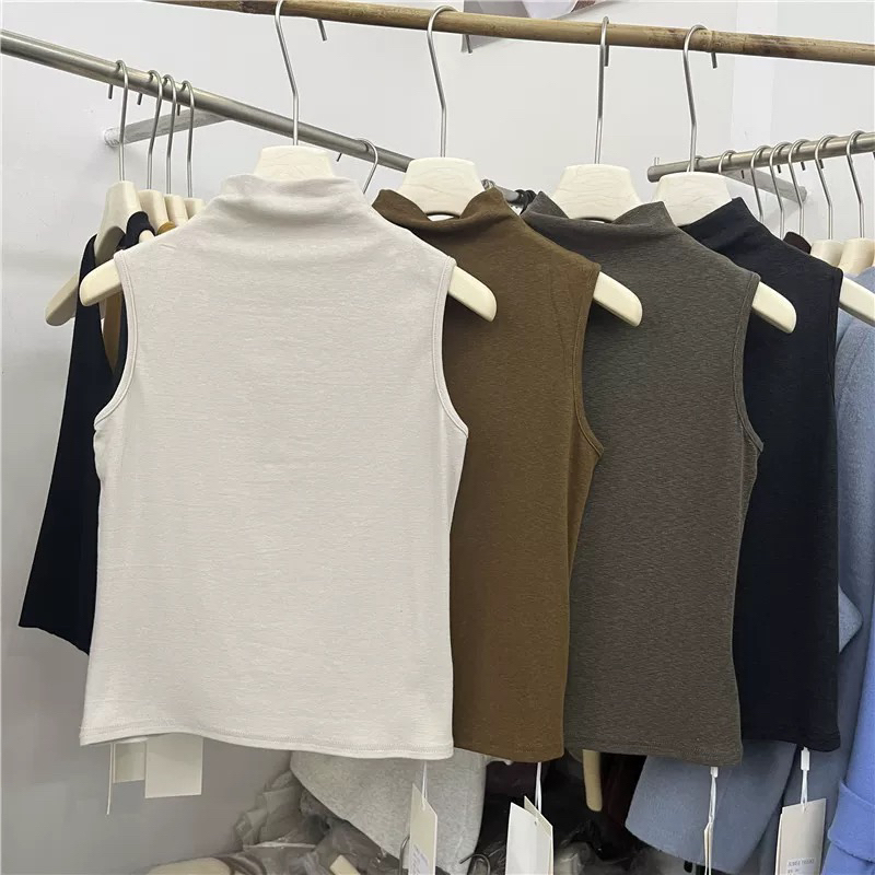 越野兔 韩系半高领背心2801