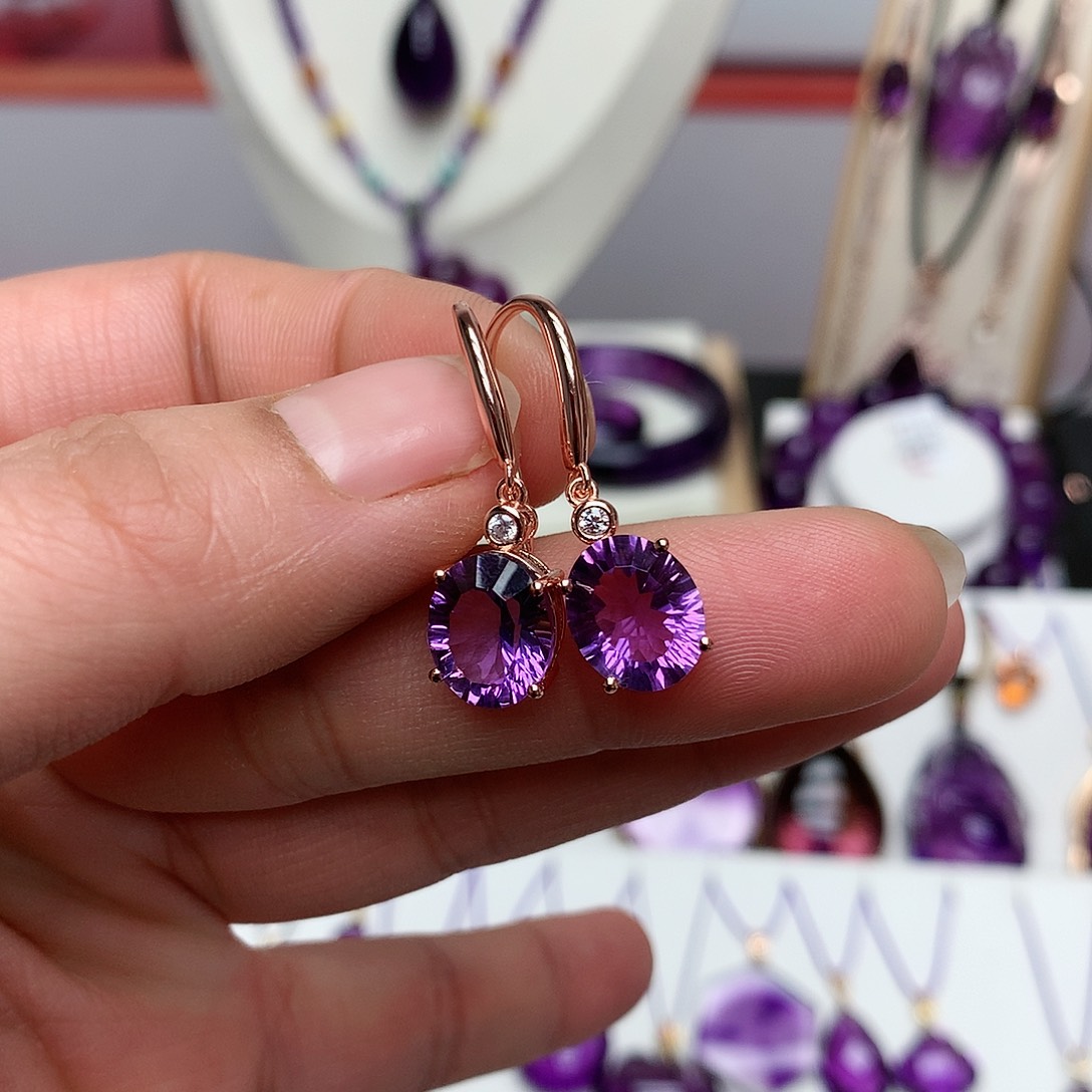 紫晶精致耳饰银S925镶嵌
