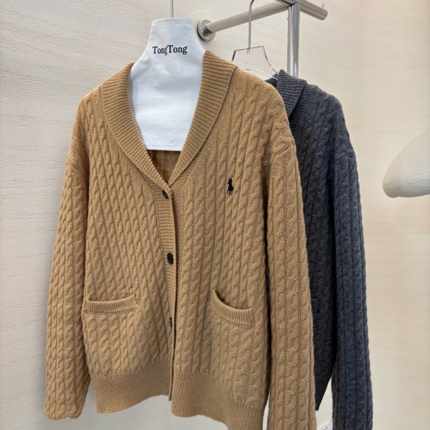 秋冬慵懒风麻花纹针织宽松开衫毛衣外套661