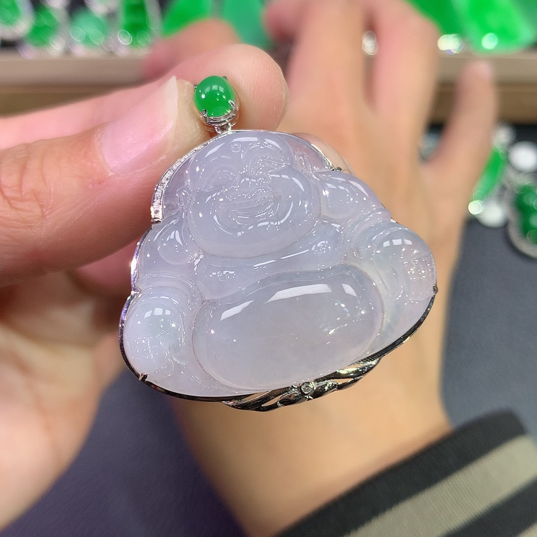 翡翠吊坠(赠链)18K金镶嵌