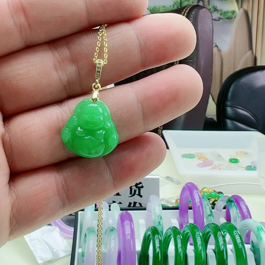 翡翠吊坠(赠链)14K金镶嵌