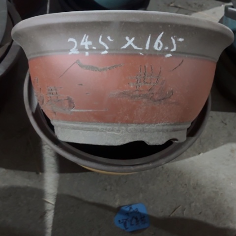 紫砂花盆60-2。34.5-16,5