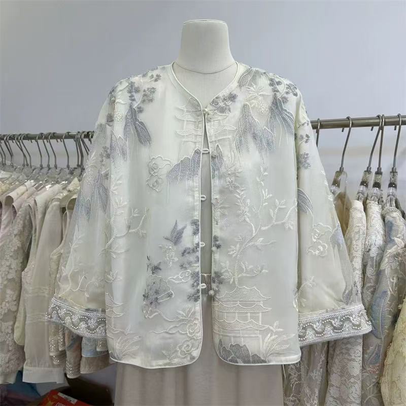 重工刺绣钉珠欧根纱国风外套轻奢上衣