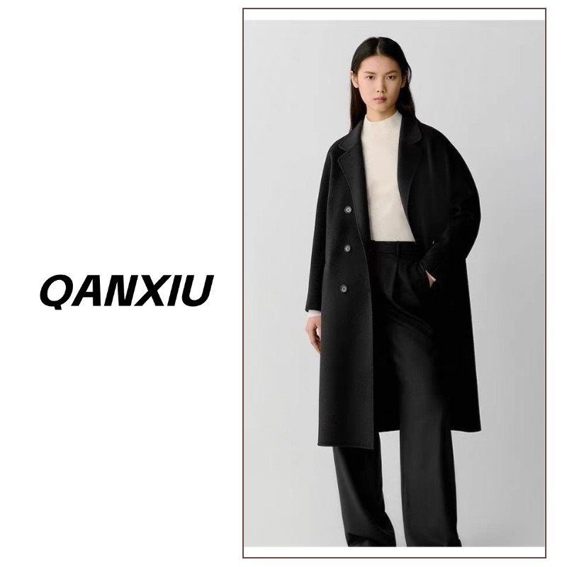 #经典六筒扣# zhi禾同款15%羊绒 高端女士手工双面呢长款毛呢外套