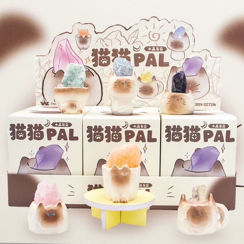 热款猫猫PAI水晶盲盒小摆件系列盲盒公仔手办桌面摆件装饰惊喜xx
