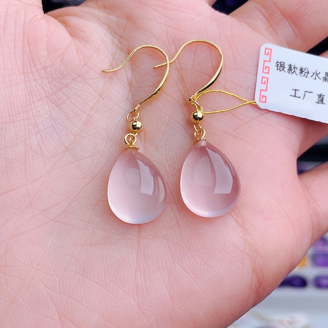 银S925镶嵌耳饰芙蓉石查****摄天然保真不退换