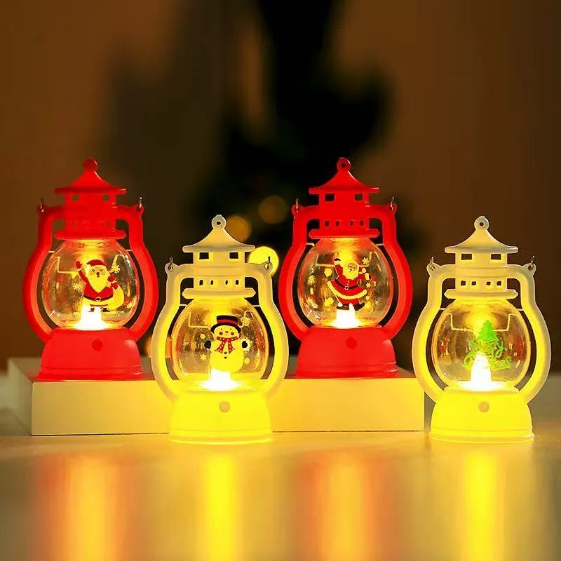 【圣诞节马灯】手提小油灯LED电子蜡烛灯圣诞树场景布置挂件装饰品