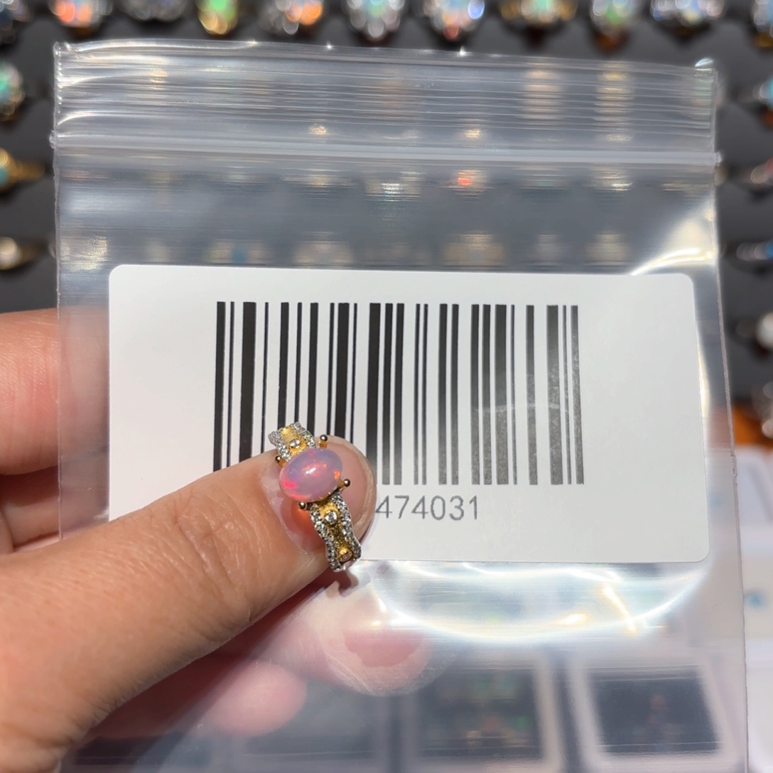 欧泊戒指银S925镶嵌蛇**云