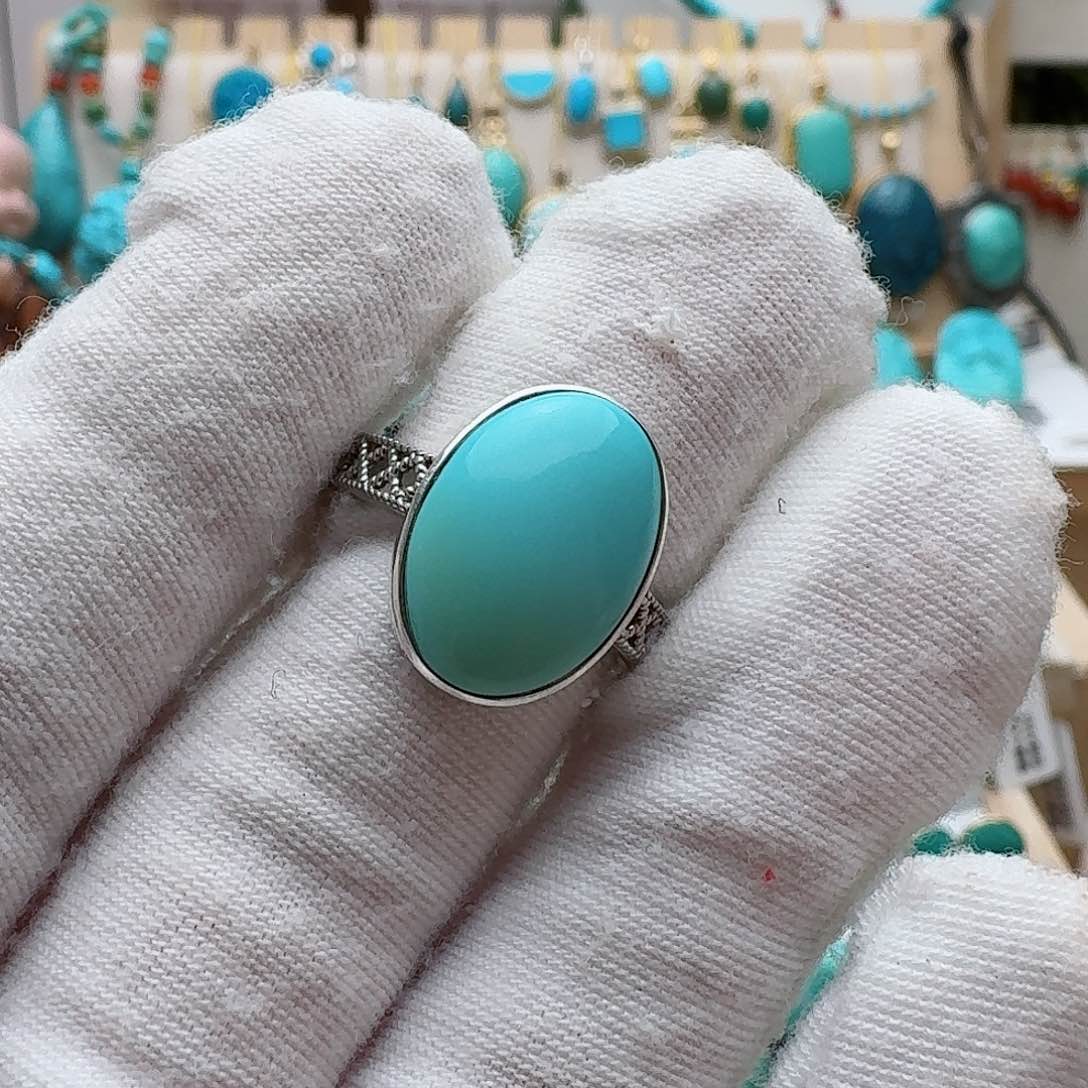 绿松石珠宝奇石银S925镶嵌