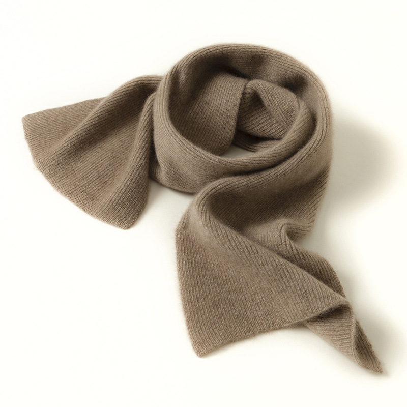 100净山羊绒围巾男女保暖情侣窄版小围脖秋冬季学生保暖净色韩版