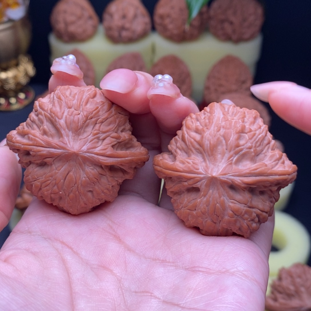 把件文玩核桃北**天正磨小红皮全品44尺