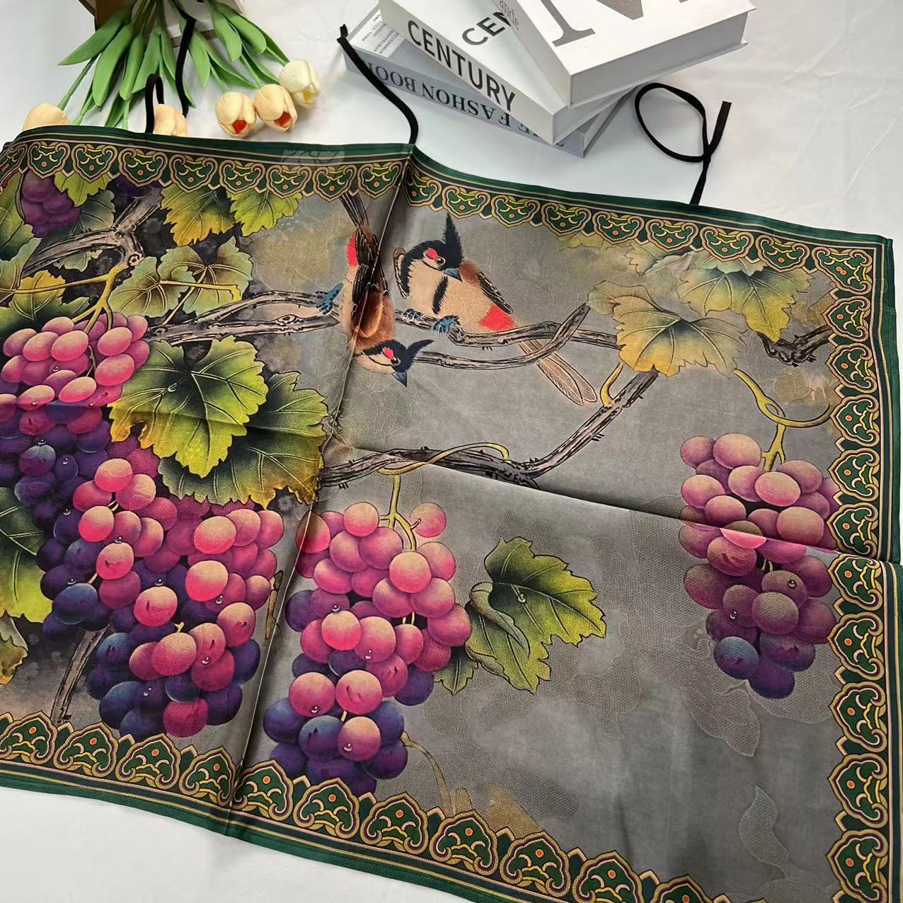 香云纱枕巾-缠绕高枝 54*78cm枕巾 040