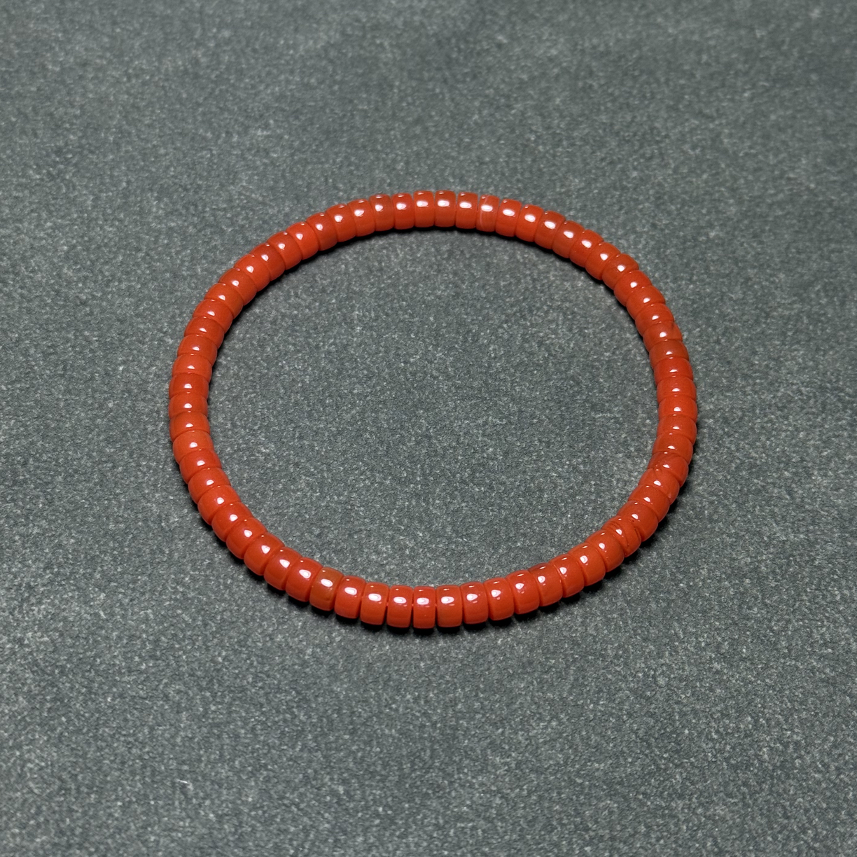 原矿保山南红柿子红药片手串5mm➕-37