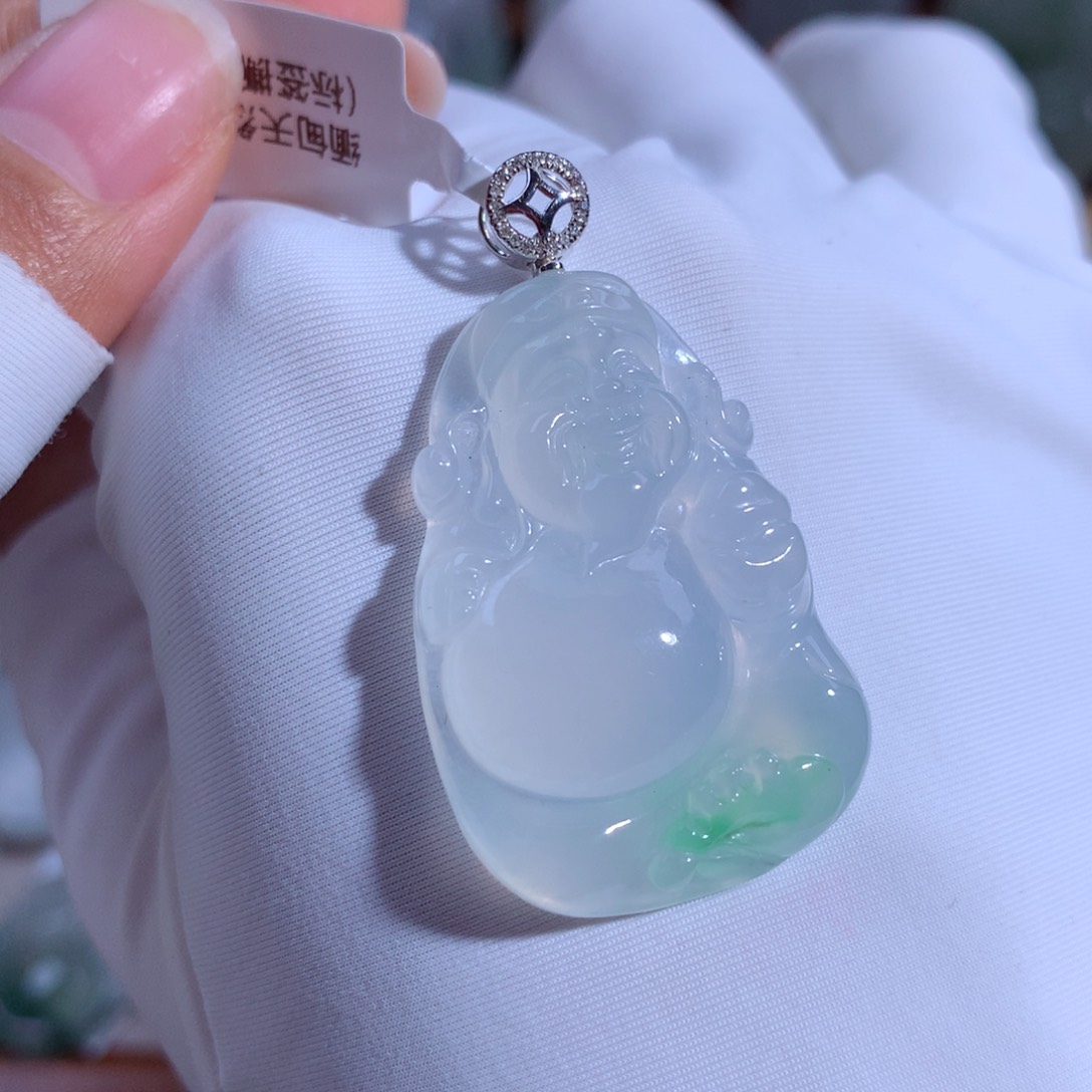 翡翠颈饰18K金镶嵌财财