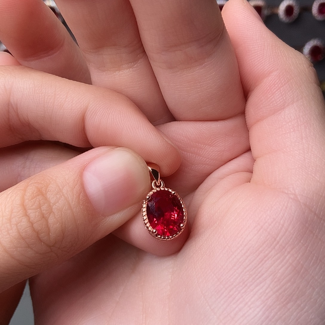 吊坠(赠链)红宝石银S925镶嵌